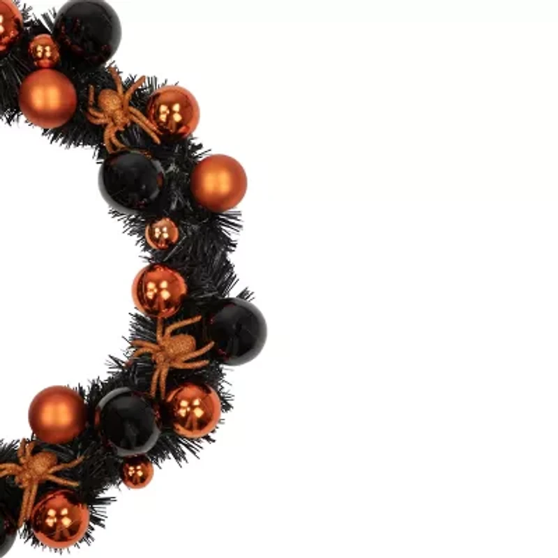 Northlight 18in Orange Spiders And Ornaments Wreath