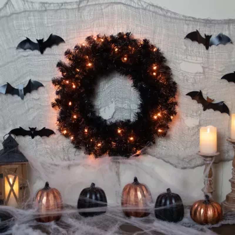 Northlight 24in Pre-Lit Black Noble Spruce Wreath