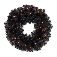 Northlight 24in Pre-Lit Black Noble Spruce Wreath