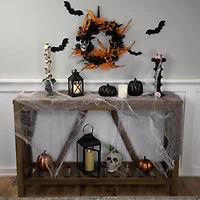 Northlight 14in Skull With Black And Orange Roses Wreath