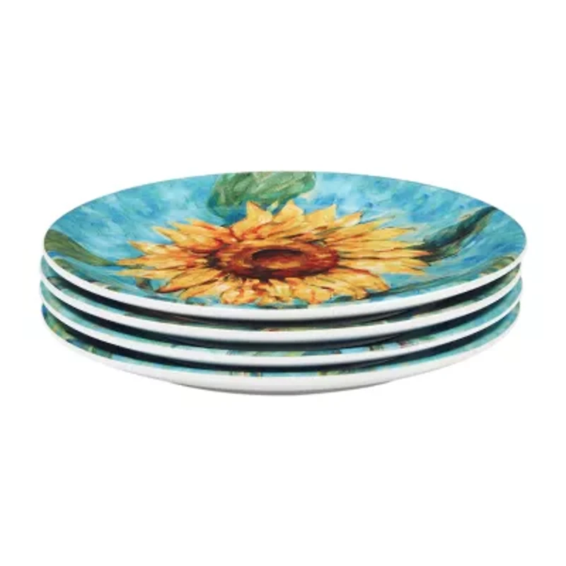 Certified International Golden Sunflowers 4-pc.Earthenware Salad Plate