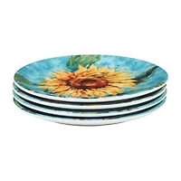 Certified International Golden Sunflowers 4-pc.Earthenware Salad Plate