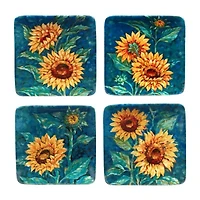 Certified International Golden Sunflowers 4-pc. Earthenware Appetizer Plate
