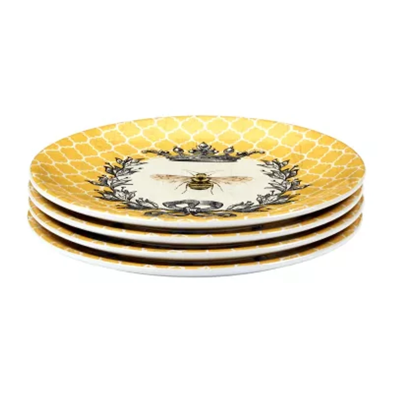 Certified International French Bees 4-pc. Earthenware Salad Plate