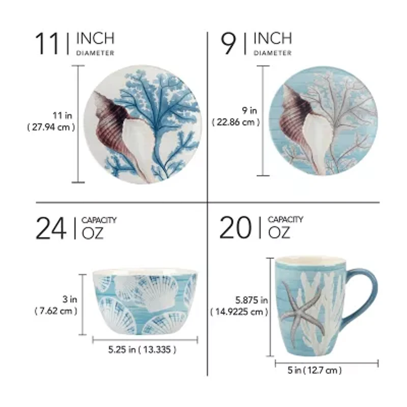 Certified International Beyond The Shore 16-pc. Earthenware Dinnerware Set