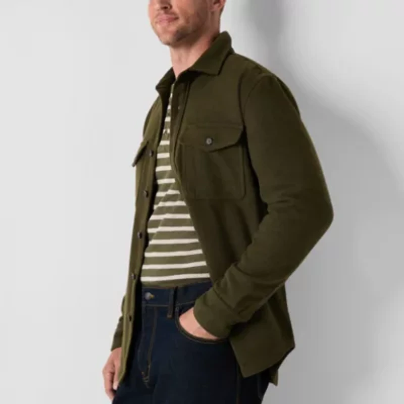 St. John's Bay Twill Mens Midweight Shirt Jacket