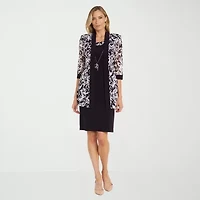 R & M Richards Womens Petite Jacket Dress With Removable Necklace