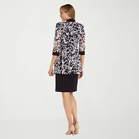 R & M Richards Womens Petite Jacket Dress With Removable Necklace