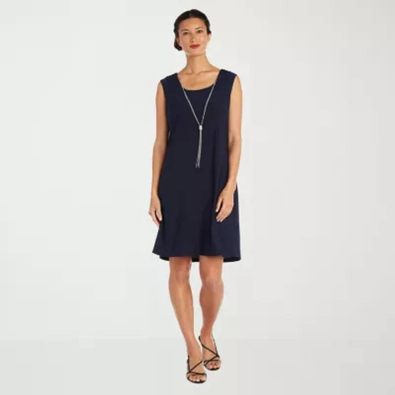 R & M Richards Womens Jacket Dress With Removable Necklace