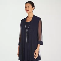 R & M Richards Womens Jacket Dress With Removable Necklace