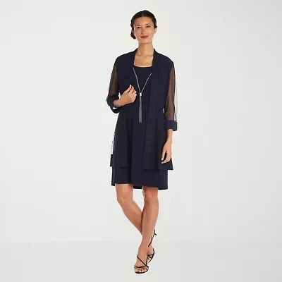 R & M Richards Womens Jacket Dress With Removable Necklace