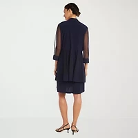 R & M Richards Womens Jacket Dress With Removable Necklace