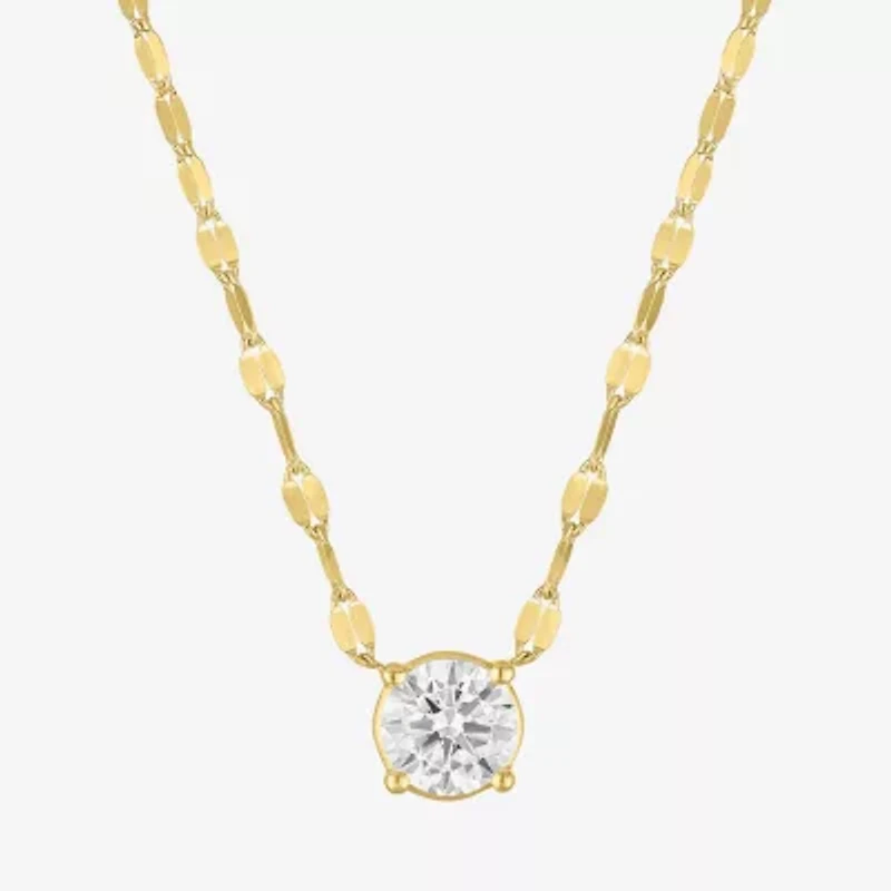 Diamond Addiction (D-E Womens 1 CT. T.W. Lab Grown White Diamond 10K Gold Round 16 Inch Pendant Necklace