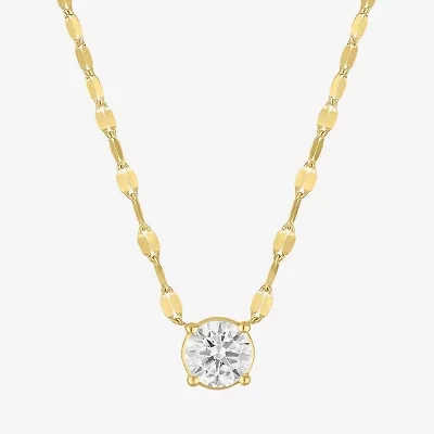 Diamond Addiction (D-E Womens 1 CT. T.W. Lab Grown White Diamond 10K Gold Round 16 Inch Pendant Necklace