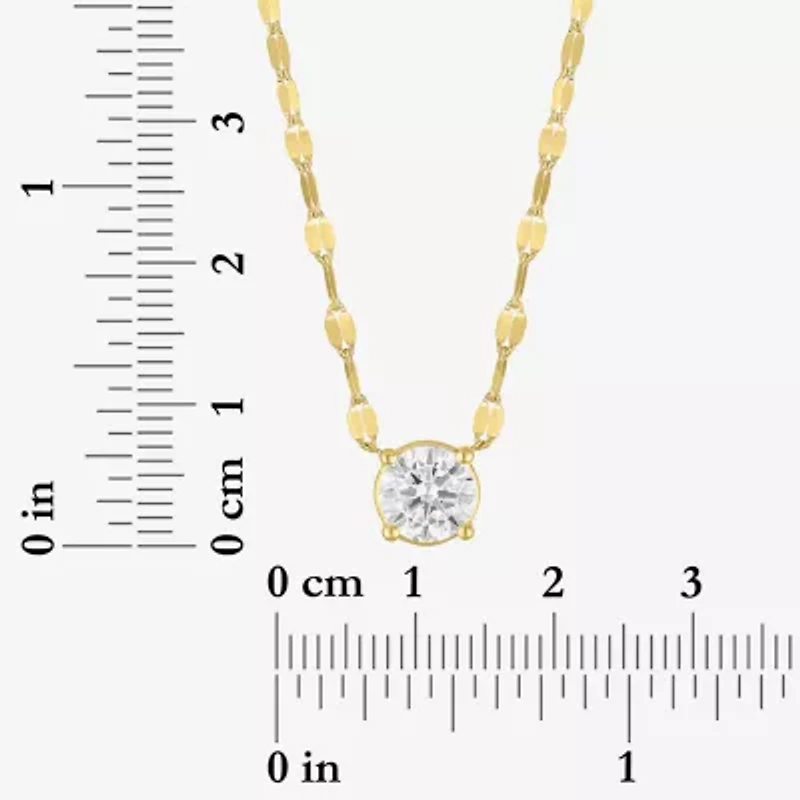 Diamond Addiction (D-E Womens 1 CT. T.W. Lab Grown White Diamond 10K Gold Round 16 Inch Pendant Necklace