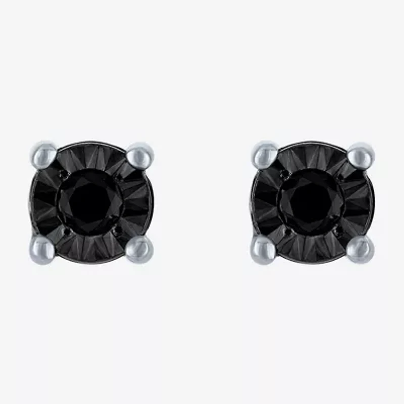 1/10 CT. T.W. Natural Black Diamond Sterling Silver 5.5mm Round Stud Earrings