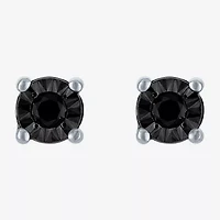 1/10 CT. T.W. Natural Black Diamond Sterling Silver 5.5mm Round Stud Earrings