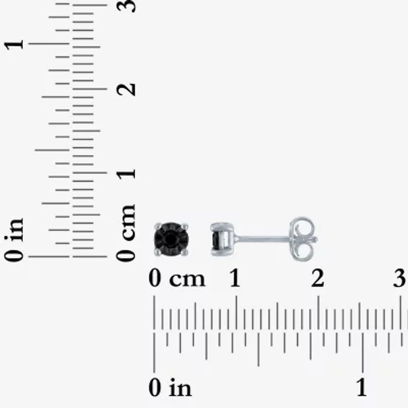 1/10 CT. T.W. Natural Black Diamond Sterling Silver 5.5mm Round Stud Earrings