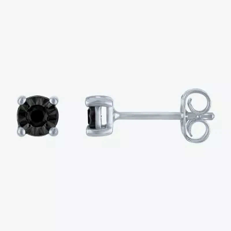 1/10 CT. T.W. Natural Black Diamond Sterling Silver 5.5mm Round Stud Earrings