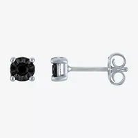 1/10 CT. T.W. Natural Black Diamond Sterling Silver 5.5mm Round Stud Earrings