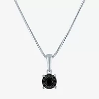 Womens 1/ CT. T.W. Natural Black Diamond Sterling Silver 18 Inch Pendant Necklace