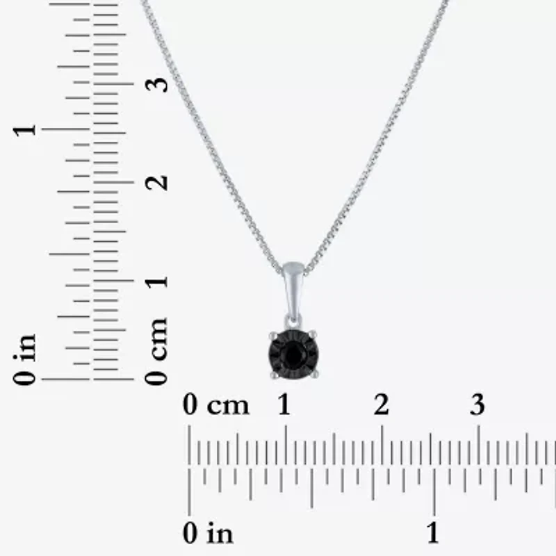 Womens 1/ CT. T.W. Natural Black Diamond Sterling Silver 18 Inch Pendant Necklace