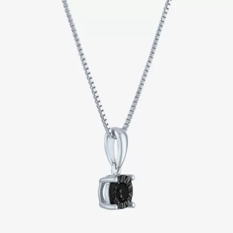 Womens 1/ CT. T.W. Natural Black Diamond Sterling Silver 18 Inch Pendant Necklace