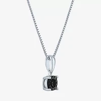 Womens 1/ CT. T.W. Natural Black Diamond Sterling Silver 18 Inch Pendant Necklace