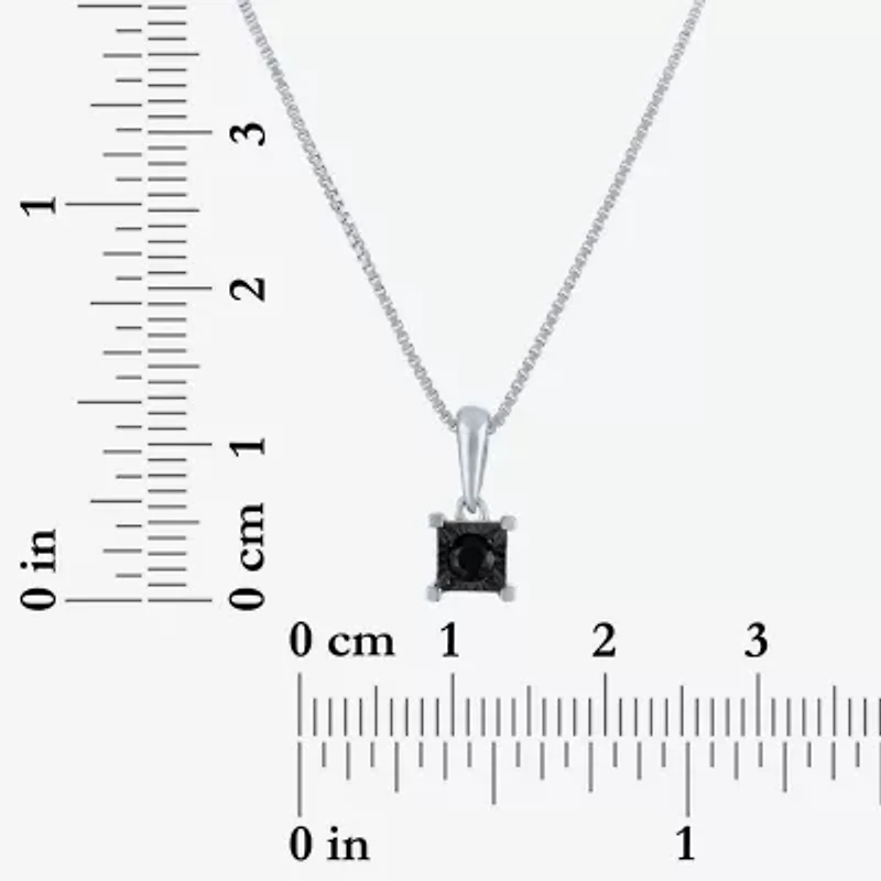 Womens 1/ CT. T.W. Natural Black Diamond Sterling Silver 18 Inch Pendant Necklace