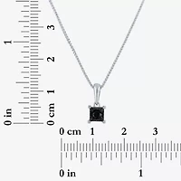 Womens 1/ CT. T.W. Natural Black Diamond Sterling Silver 18 Inch Pendant Necklace