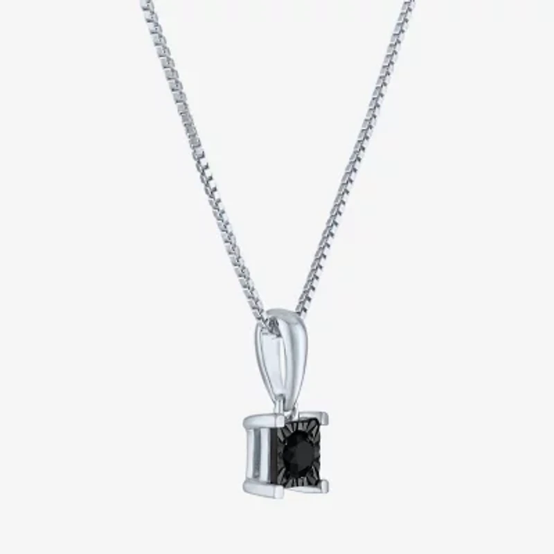 Womens 1/ CT. T.W. Natural Black Diamond Sterling Silver 18 Inch Pendant Necklace