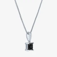 Womens 1/ CT. T.W. Natural Black Diamond Sterling Silver 18 Inch Pendant Necklace