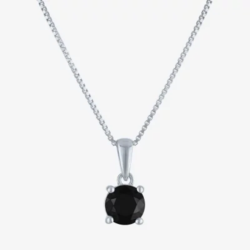 Womens 1/ CT. T.W. Natural Black Diamond Sterling Silver 18 Inch Pendant Necklace