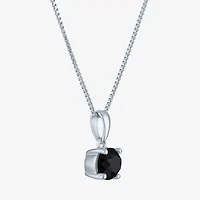 Womens 1/ CT. T.W. Natural Black Diamond Sterling Silver 18 Inch Pendant Necklace