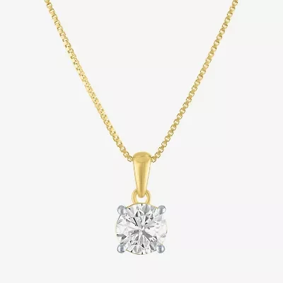Womens 1 CT. T.W. Lab Grown White Diamond 14K Gold Over Silver Round Pendant