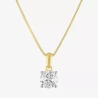 Si2-I1/G-H Womens 1 CT. T.W. Lab Grown White Diamond 14K Gold Over Silver Round 18 Inch Pendant Necklace