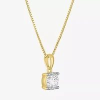 Si2-I1/G-H Womens 1 CT. T.W. Lab Grown White Diamond 14K Gold Over Silver Round 18 Inch Pendant Necklace