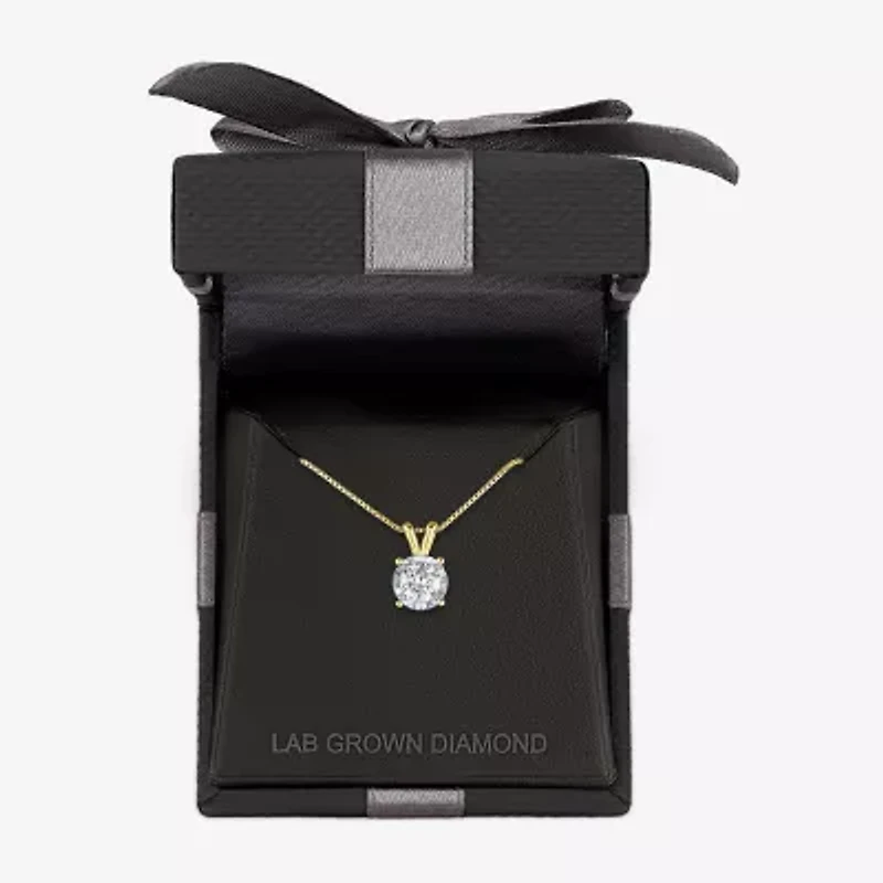 Si2-I1/G-H Womens 1/2 CT. T.W. Lab Grown White Diamond 14K Gold Over Silver 18 Inch Pendant Necklace