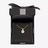 Si2-I1/G-H Womens 1/2 CT. T.W. Lab Grown White Diamond 14K Gold Over Silver 18 Inch Pendant Necklace