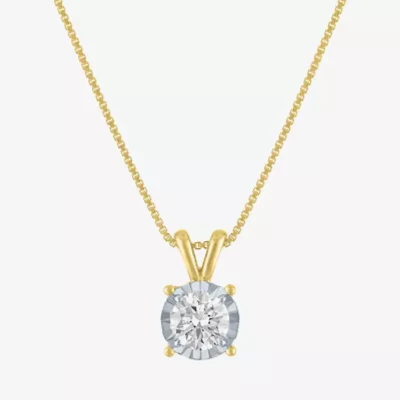 Si2-I1/G-H Womens 1/2 CT. T.W. Lab Grown White Diamond 14K Gold Over Silver 18 Inch Pendant Necklace