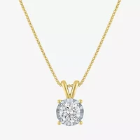 Si2-I1/G-H Womens 1/2 CT. T.W. Lab Grown White Diamond 14K Gold Over Silver 18 Inch Pendant Necklace