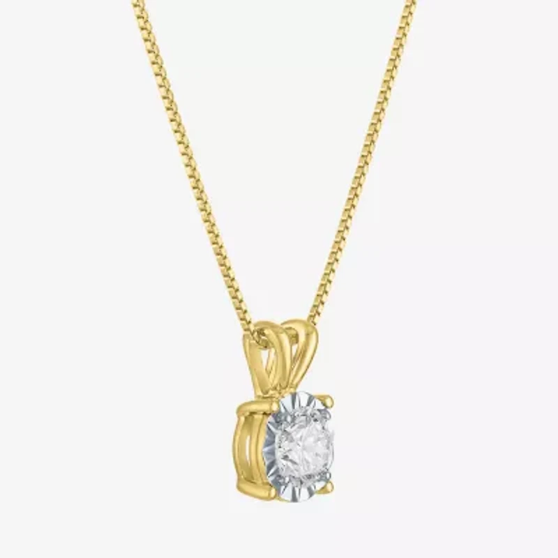 Si2-I1/G-H Womens 1/2 CT. T.W. Lab Grown White Diamond 14K Gold Over Silver 18 Inch Pendant Necklace