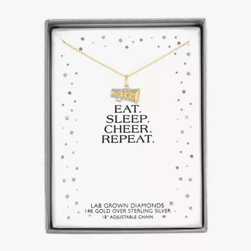 G-H Womens Diamond Accent Lab Grown White Diamond Accent 14K Gold Over Silver 16 Inch Pendant Necklace
