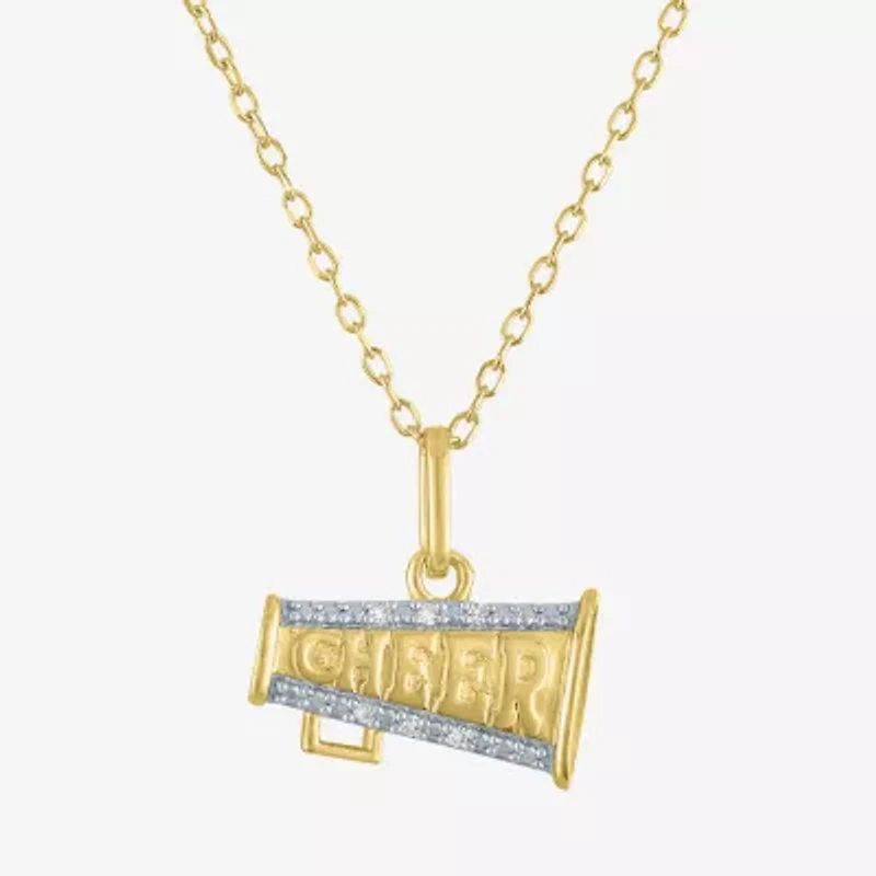 G-H Womens Diamond Accent Lab Grown White Diamond Accent 14K Gold Over Silver 16 Inch Pendant Necklace