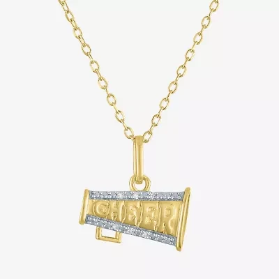 G-H Womens Diamond Accent Lab Grown White Diamond Accent 14K Gold Over Silver 16 Inch Pendant Necklace