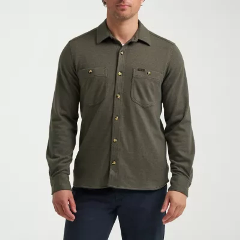 Lee Brushed Knit Mens Long Sleeve Regular Fit Button-Down Shirt