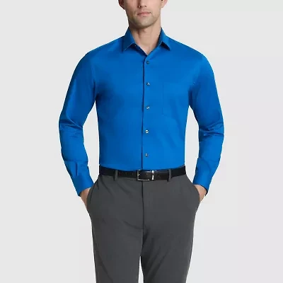 Van Heusen Fitted Everyday Defense Stain Shield Mens Modern Fit Stretch Fabric Wrinkle Free Long Sleeve Dress Shirt