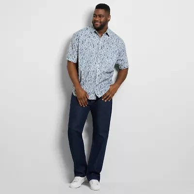Van Heusen Mens Wrinkle Free Short Sleeve Slim Fit Big and Tall Button-Down Shirt