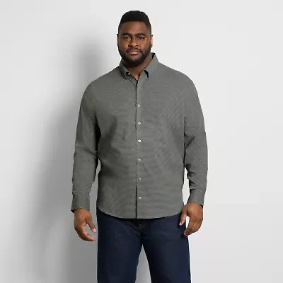 Van Heusen Cronbie Mens Long Sleeve Slim Fit Wrinkle Free Big and Tall Button-Down Shirt