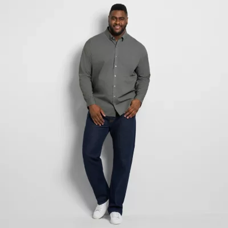 Van Heusen Cronbie Mens Long Sleeve Slim Fit Wrinkle Free Big and Tall Button-Down Shirt